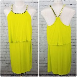 BENCH | yellow elastic waist dress with braid trim